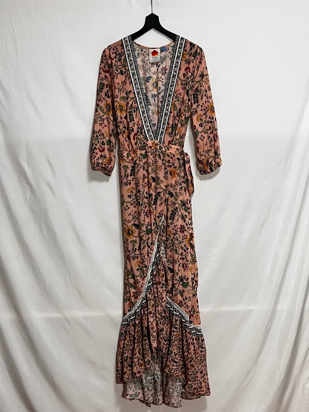 FARM Rio Dusty Rose Floral Wrap Maxi Dress